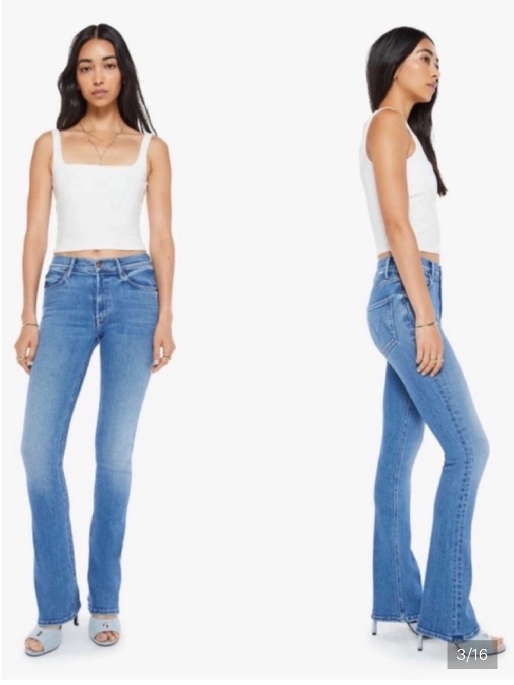 MOTHER High Waisted Runaway Mid-Rise Light Blue Flare Jeans for Women